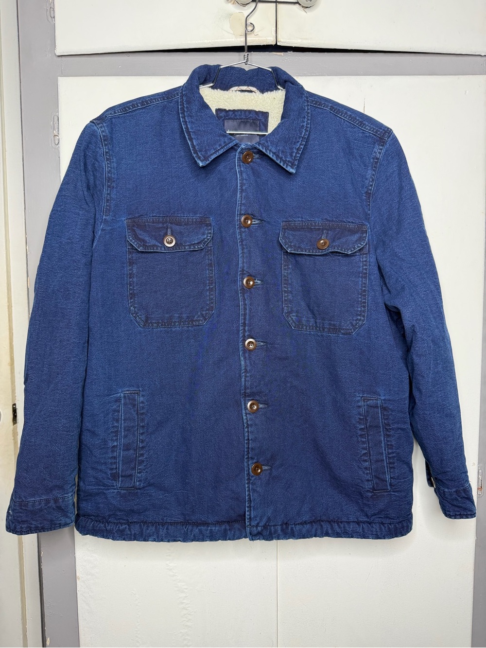 Lucky Brand Men’s XL Blue Denim Sherpa Lined Trucker Jacket Shaket